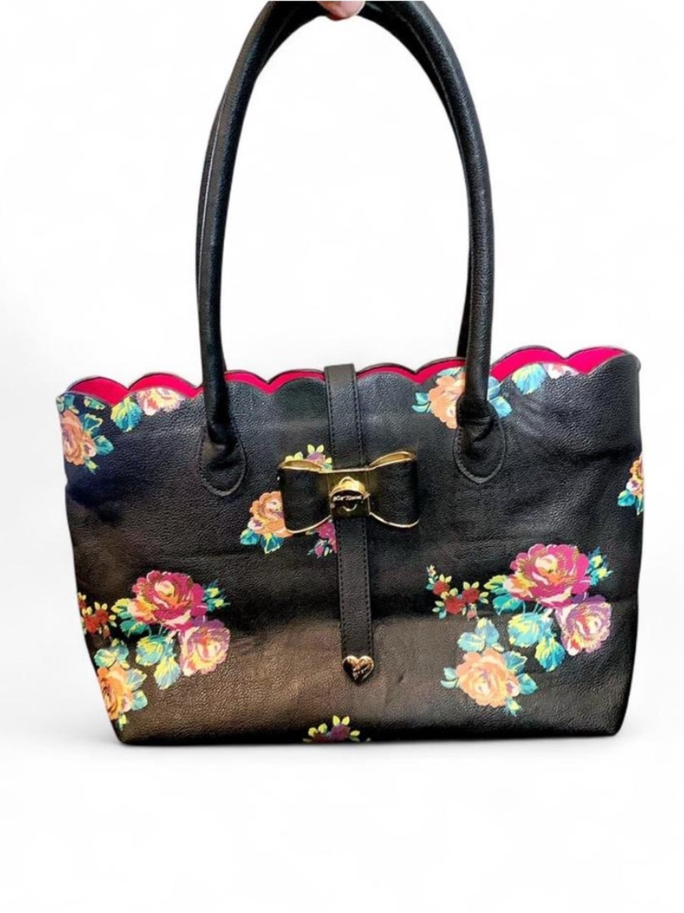 ✨ Betsey Johnson "Secret Garden" Floral Bow Scalloped Tote